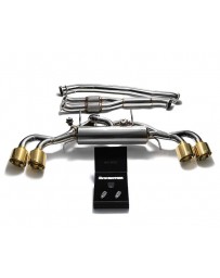 ARMYTRIX STAINLESS STEEL VALVETRONIC CATBACK EXHAUST 90MM SYSTEM W/RACE Y-PIPE NISSAN GT-R R35 WITH QUAD GOLD TIPS