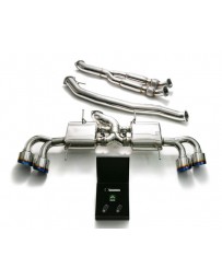 ARMYTRIX STAINLESS STEEL VALVETRONIC CATBACK EXHAUST 102MM SYSTEM NISSAN GT-R R35 WITH QUAD BLUE TIPS