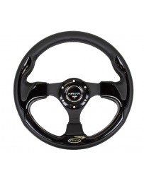 NRG Reinforced Steering Wheel (320mm) Blk with Gloss Black Trim