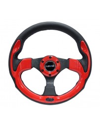 NRG Reinforced Steering Wheel (320mm) Blk with Red Trim & 5mm 3-Spoke
