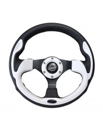 NRG Reinforced Steering Wheel (320mm) Blk with White Trim & 4mm 3-Spoke