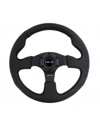 NRG Reinforced Steering Wheel (320mm) Black Leather w/Black Stitching