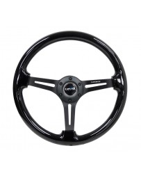 NRG Reinforced Steering Wheel (350mm / 3in. Deep) Blk Wood with Blk Matte Spoke/Black Center Mark
