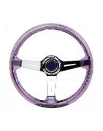 NRG Reinforced Steering Wheel (350mm / 2in. Deep) Clear Acrylic Steering wheel with Slits - Purp/Chr.