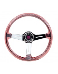 NRG Reinforced Steering Wheel (350mm/2in Deep) Acrylic Steering Wheel - Blue/Chrome Spoke Finish