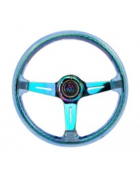 NRG Reinforced Steering Wheel (350mm/2in Deep) Acrylic Steering Wheel - Blue/NeoChrome Spoke Finish