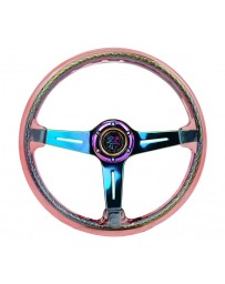 NRG Reinforced Steering Wheel (350mm/2in Deep) Acrylic Steering Wheel - Red/NeoChrome Spoke Finish