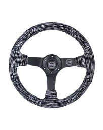 NRG Reinforced Steering Wheel (350mm / 3in. Deep) Microfiber/Black Stitch with 5mm Matte Black Spokes