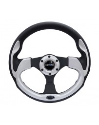 NRG Reinforced Steering Wheel (320mm) Blk with Silver Trim & 5mm 3-Spoke