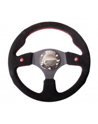 NRG Reinforced Steering Wheel (320mm) Blk Suede with Dual Buttons