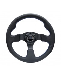 NRG Reinforced Steering Wheel (320mm) Black Leather with Blue Stitching