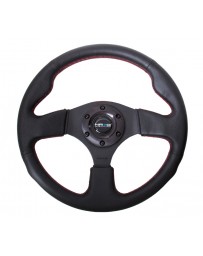 NRG Reinforced Steering Wheel (320mm) Leather with Red Stitch