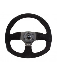 NRG Reinforced Steering Wheel (320mm Horizontal / 330mm Vertical) Black Suede with Black Stitching