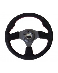 NRG Reinforced Steering Wheel (320mm) Suede with Red Stitch