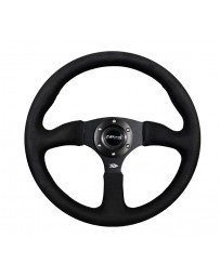 NRG Reinforced Steering Wheel (350mm / 2.5in. Deep)Blk Alcantara Comfort Grip with 4mm Matte Blk Spokes