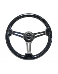 NRG Reinforced Steering Wheel (350mm / 3in. Deep) Black Multi Color Flake Wood w/ Black Matte Center