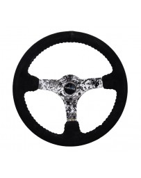 NRG Reinforced Steering Wheel (350mm / 3in. Deep) Blk Suede w/Hydrodipped Digi-Camo Spokes