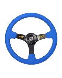 NRG Reinforced Steering Wheel (350mm / 3in. Deep) Blue Alcantara w/ Yellow Baseball stitching