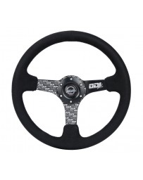 NRG Reinforced Steering Wheel (350mm / 3in. Deep) Odi Bakchis Signature Solid Spokes Alcantara