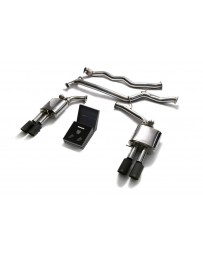 ARMYTRIX Stainless Steel Valvetronic Catback Exhaust System Quad Matte Black Tips Audi A4 A5 B8 2008-2020