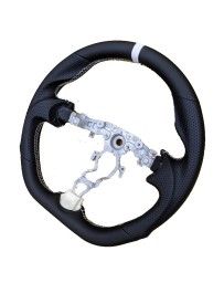 370z Z34 JDM Accessories Leather/Suede/Carbon Steering Wheel, Red/White Stitch, Red/White Line