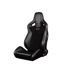 BRAUM ELITE V2 SERIES SPORT SEATS - BLACK SUEDE (RED STITCHING), (PAIR)