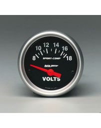 R33 AutoMeter Sport-Comp II Electronic Voltmeter Gauge 8-18 Volts - 52mm