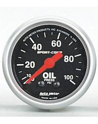 R33 AutoMeter Sport-Comp Mechanical Oil Pressure Gauge 100 PSI - 52mm