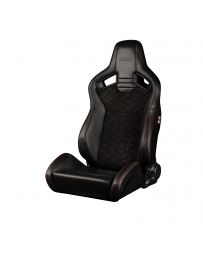 BRAUM ELITE V2 Series Sport Reclinable Seats (Black Leatherette Honeycomb Suede Red Stitching) – Priced Per Pair
