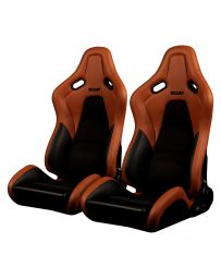 BRAUM FALCON-S Series Reclinable Composite Seats (British Tan Leatherette Alcantara Inserts Black Stitching) – Priced Per Pair