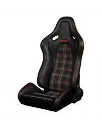 BRAUM FALCON-S Series Reclinable Composite Seats (Black Leatherette Red Plaid) – Priced Per Pair