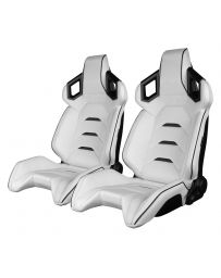 BRAUM ALPHA-X Series Sport Reclinable Seats (White Leatherette Black Inserts) – Priced Per Pair