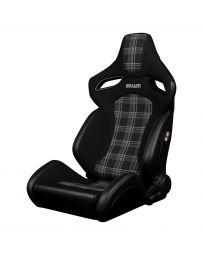 BRAUM ORUE-S Series Sport Reclinable Seats (Black Leatherette Grey Plaid) – Priced Per Pair