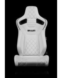 BRAUM ELITE-X Series Sport Reclinable Seats (White Leatherette Diamond Edition Black Trim) – Priced Per Pair