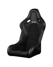 BRAUM FALCON-S Series Fixed Back Bucket Composite Seat (Black Leatherette Alcantara Inserts White Stitching) - Priced Per Seat
