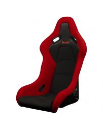 BRAUM FALCON-S Series Fixed Back Bucket Composite Seat (Red Cloth Alcantara Inserts Black Stitching) - Priced Per Seat