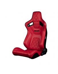 BRAUM ELITE-X Series Sport Reclinable Seats (Red Leatherette Diamond Edition Black Trim) – Priced Per Pair