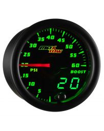 GlowShift Black & Green MaxTow 60 PSI Boost Gauge