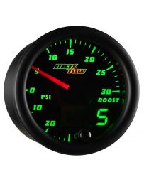 GlowShift Black & Green MaxTow 30 PSI Boost/Vacuum Gauge