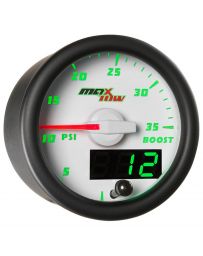 GlowShift White & Green MaxTow 35 PSI Boost Gauge