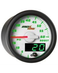 GlowShift White & Green MaxTow 60 PSI Boost Gauge