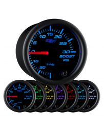 GlowShift Black 7 Color 30 PSI Boost/Vacuum Gauge