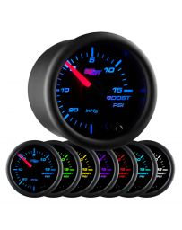 GlowShift Black 7 Color 15 PSI Boost/Vacuum Gauge