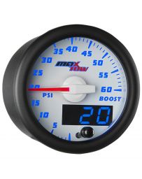 GlowShift White & Blue MaxTow 60 PSI Boost Gauge