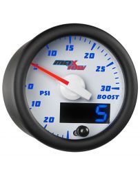 GlowShift White & Blue MaxTow 30 PSI Boost/Vacuum Gauge