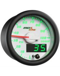 GlowShift White & Green MaxTow 100 PSI Boost Gauge