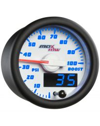 GlowShift White & Blue MaxTow 100 PSI Boost Gauge