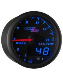 GlowShift Black & Blue MaxTow 1500° F Pyrometer EGT Gauge