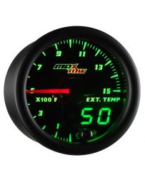 GlowShift Black & Green MaxTow 1500° F Pyrometer EGT Gauge