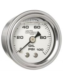 GlowShift Liquid Filled White Mechanical Oil Pressure Gauge